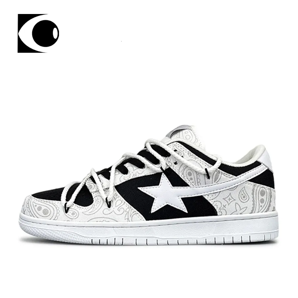 Klänningskor cashewblommor graffiti lapptäcke caschwork casure skor män vintage hip hop stjärna patch sneakers antislip sport löpskor unisex 230818