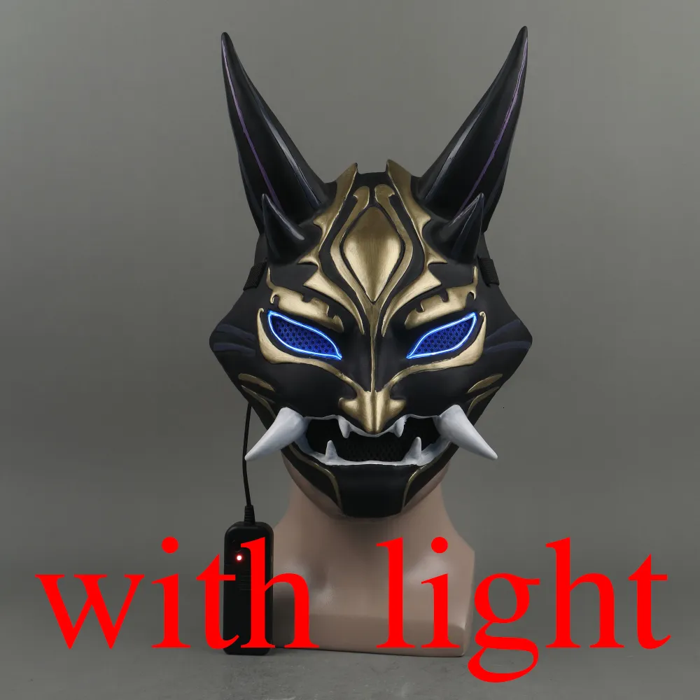 Genshin Impact Xiao Epoxy Resin Makro Cosplay Mask With LED Light PVC