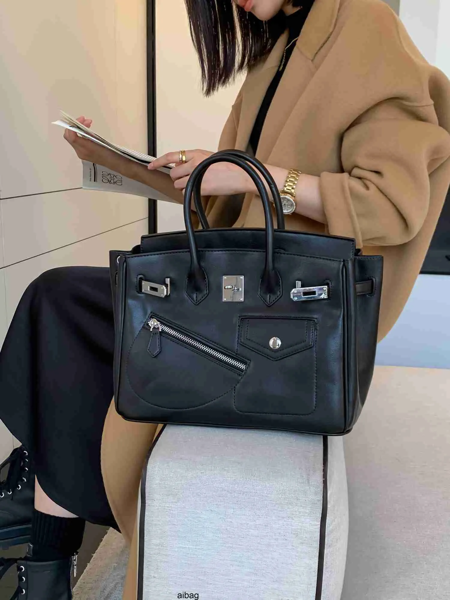 Platinum skórzana torebka o wysokiej pojemności 2024 Bag damska Crossbody One ramię przenośna torba dojeżdingowa zagraniczna