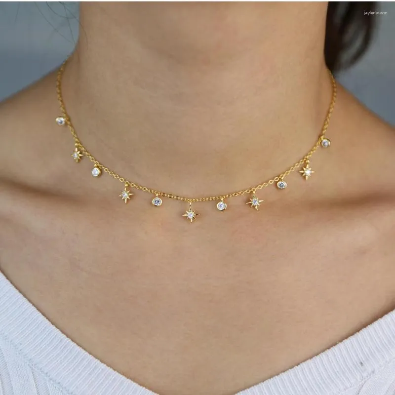 Chains 5 Pieces Piecespromotion Cz Star Charm Choker Necklace Gold Silver Color 2023 Wholesale Trendy Women Jewelry