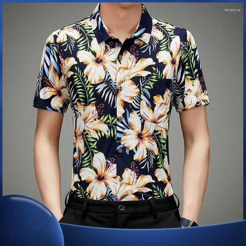 Camicie casual da uomo in camicia da uomo Summer Fashion American Fashion Versatile sciolto a manicotto Shpee Shortose Stampa floreale Vintage Tops