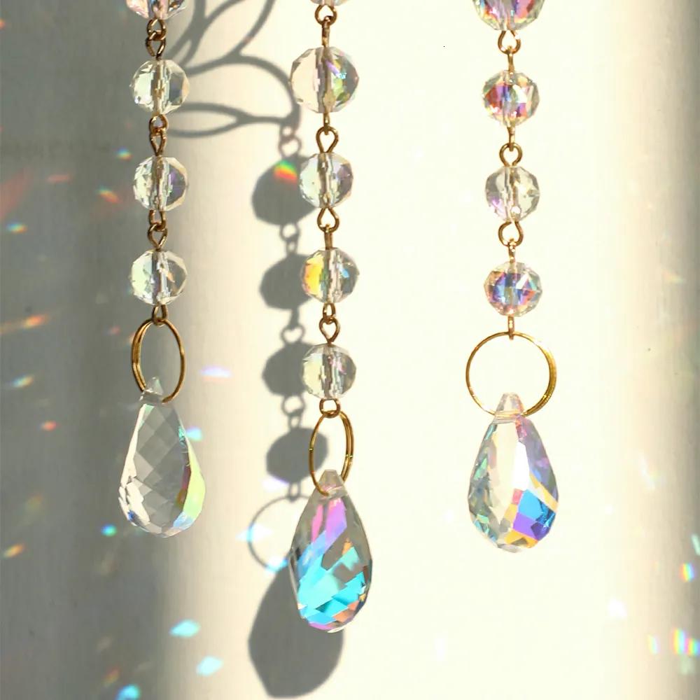 Suncatcher confliccrystal lustre pendentif prisme, la lumière du soleil  brille, l'arc-en-ciel coulée, verre goutte à facettes Art artisanat décor