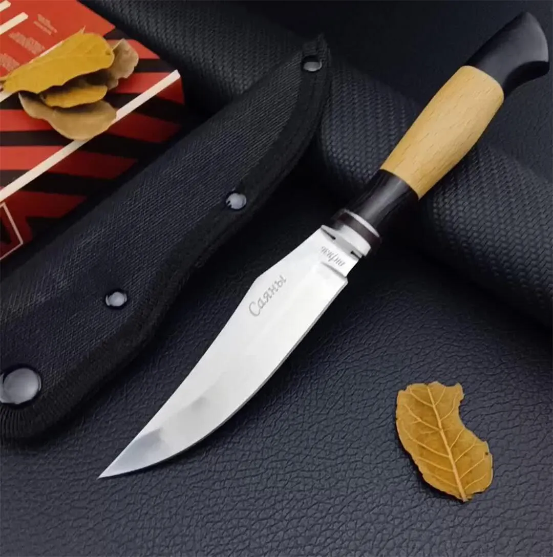 Tricolor Knives Ryssland HOKC Folding Knife 440C BLADE Svart trähandtag utomhusräddning Vandring Självförsvar Taktisk lägerjakt Combat Utility EDC Tools Tools
