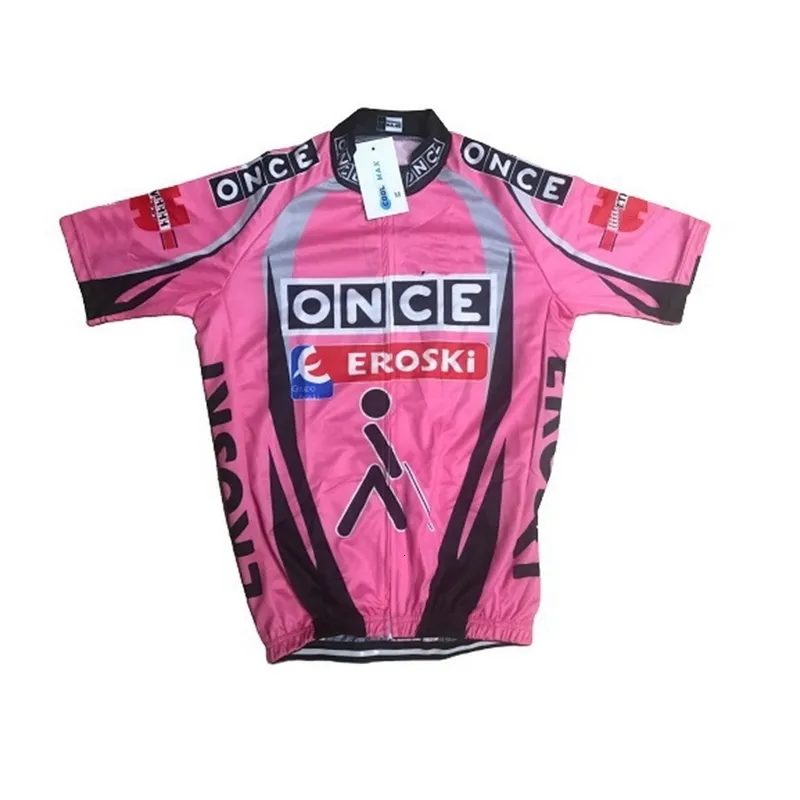 Fietsende shirts Tops zodra eroski -team roze retro klassieke fiets jerseys racen fietsen zomer zomerkorte mouw ropa ciclismo kleding maillot 230820