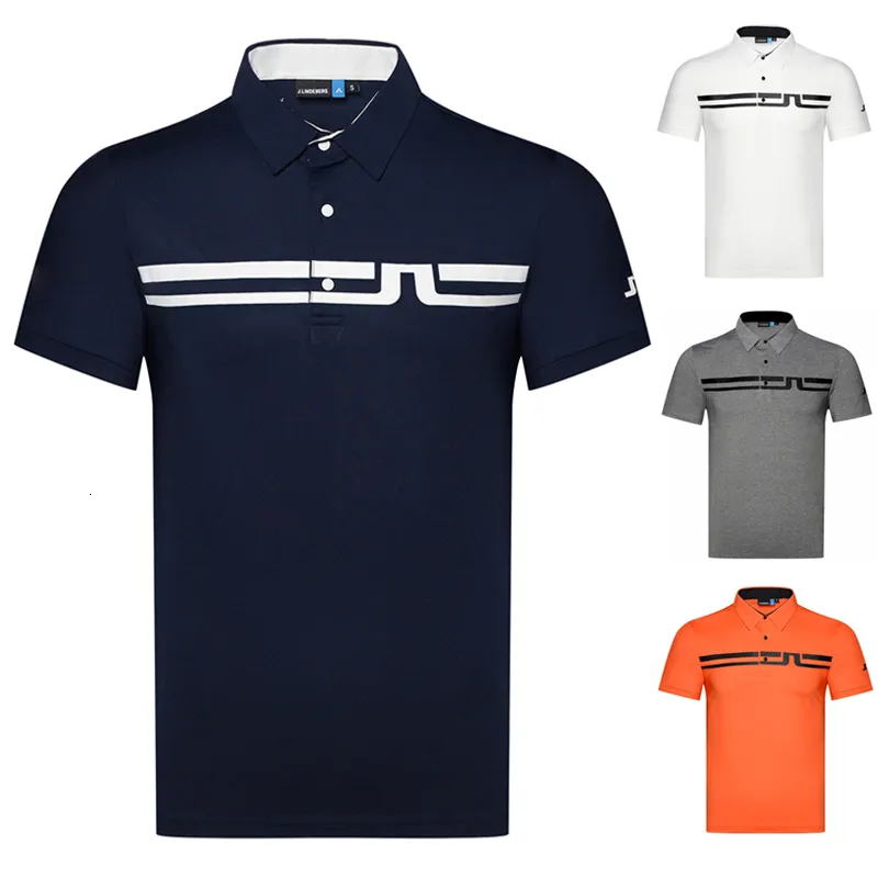 Men's Polos J Lindeberg Golf Clothing Men's Summer Short-sleeved Sports T-shirt Sweat-absorbing Quick-drying Jersey Comfortable POLO Shirt 230818