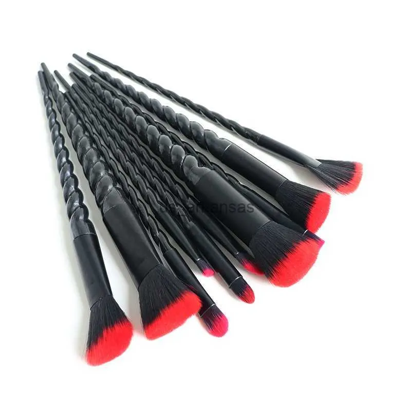 Makeup Brushes 10st Unicorn Makeup Brushes Set Red Flame Foundation Blandning Pulverögonskugga Make Up Borstes Cosmetic Beauty Make Up Tools HKD230821