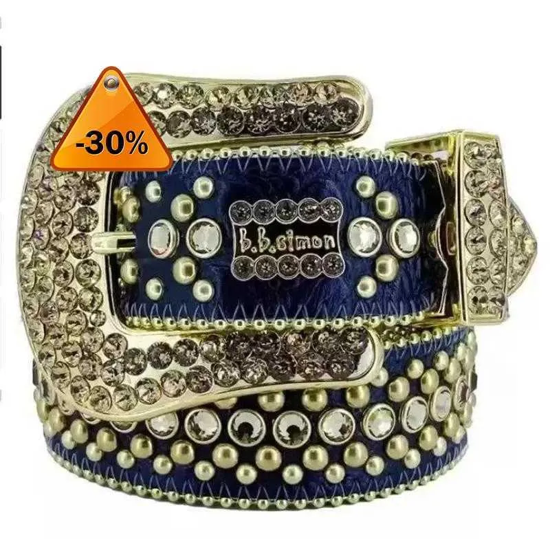 2Designer Bb Belt Simon Belts for Men Women Shiny diamond belt Black on Black Blue white multicolour with bling rhinestones az