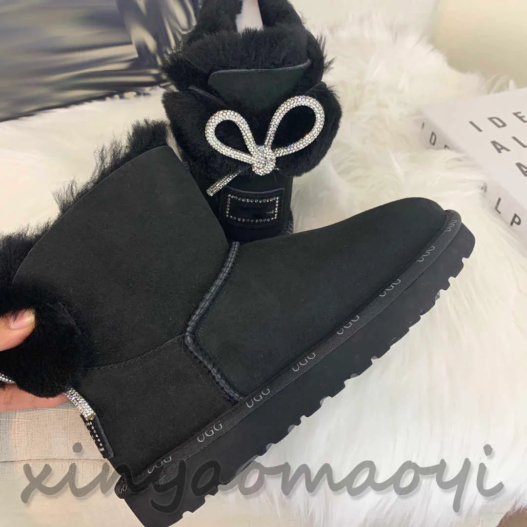 Uggity snow boots, rhinestone bow decoration, autumn and winter warm comfortable cotton boots, Australian cotton shoes, High quality, shoe size: 35-40 V014