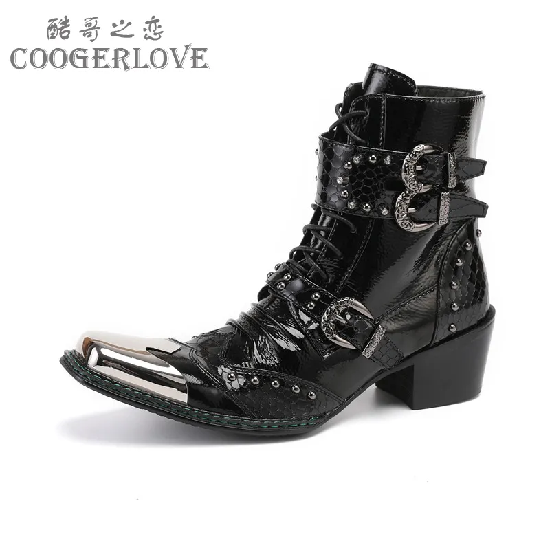 Metal heeled top cowboy boots
