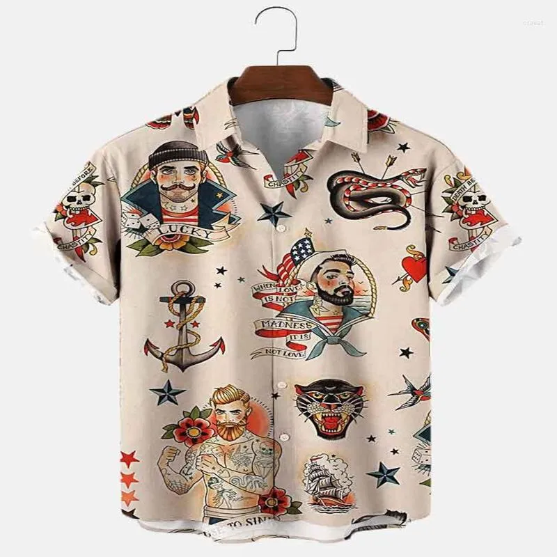 Mäns casual skjortor Sailor och Anchor Hawaiian Shirt 3D överallt för män kvinnor unisex