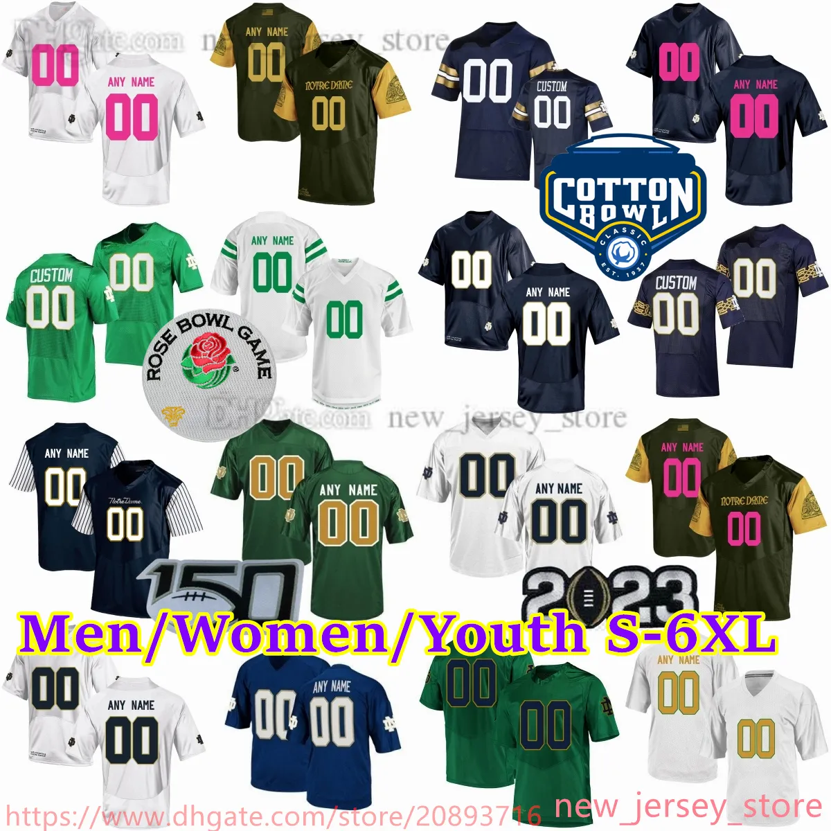 Aangepaste S-6XL NCAA College Notre Dame Fighting Irish Football Jersey 10 Sam Hartman 7 Audric Estime 83 Jayden Thomas Cam Hart jerome bettis Blake Fisher Bertrand Joe Alt