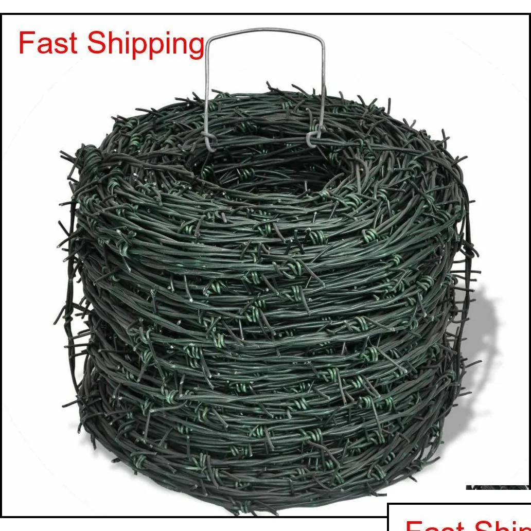 المبارزة تعريشة البوابات Vidaxl الأسلاك الشائكة 328 Green Iron Barbwire Patio Fencing Wires Fence U4Sx3 Drop Droviour Home Bu Ot0J2