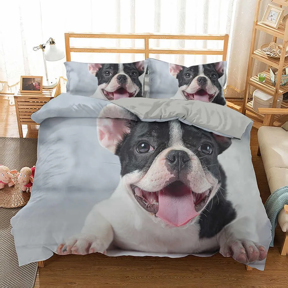 French bulldog top quilt cover set