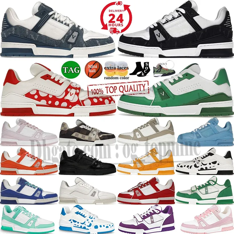 Designer Virgil Trainer Platform Sneaker Casual Chaussures Monogram Denim Toile Cuir Abloh Noir Blanc Vert Bleu Rouge Superpositions Hommes Femmes Baskets De Sport 36-45