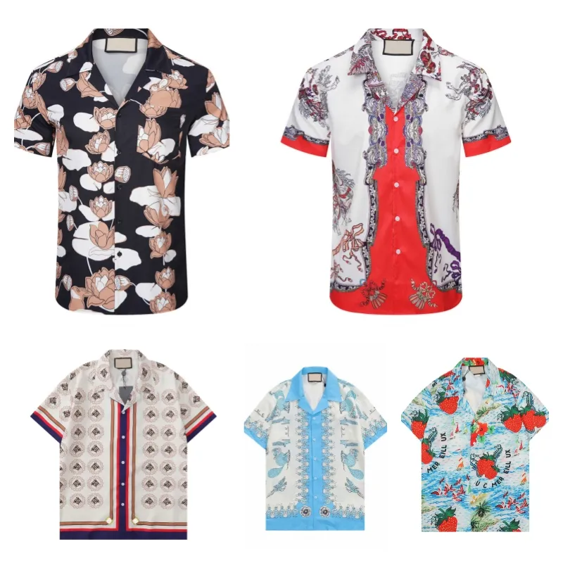 Men's designer shirt summer short sleeve casual button up shirt printed bowling shirt beach style Short-sleeved shirt M-3XL