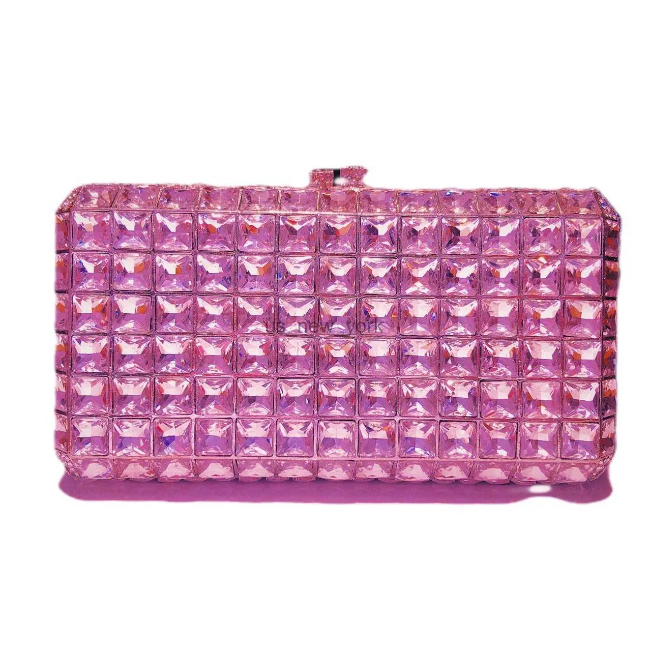 Evening Bags Fushia Rhinestones Women Evening Bags Luxury Pink/Green/Blue 9 Colors Wedding Clutch Purse Lady Girls Prom Bridal Clutches Bags HKD230821