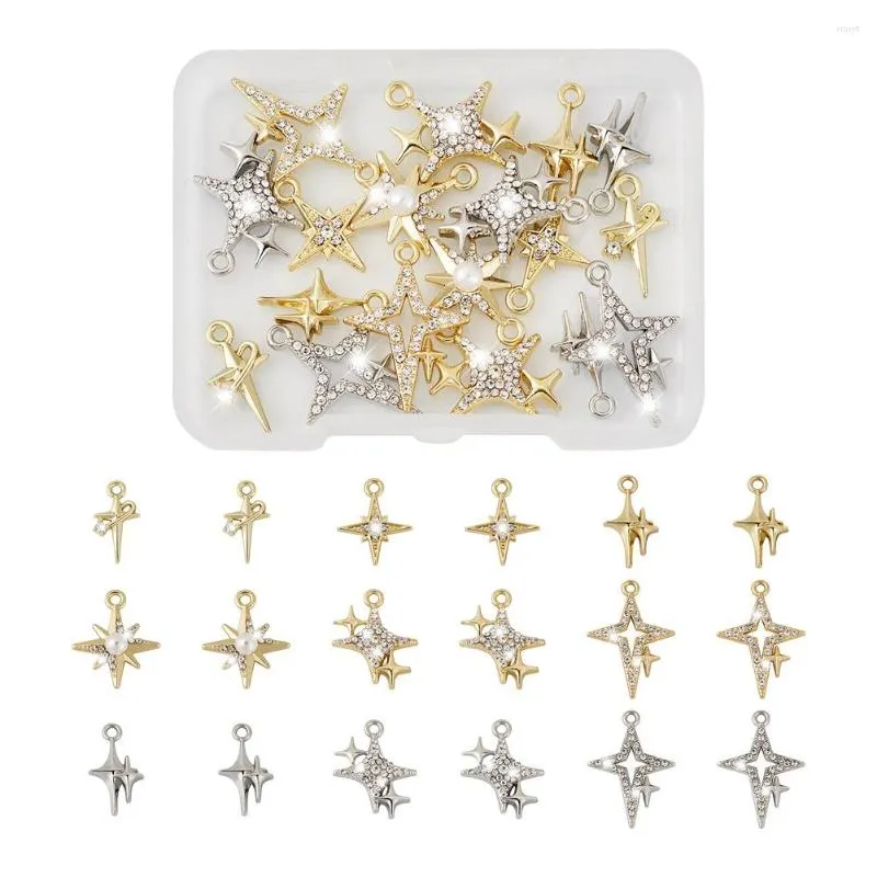 Pendentif Colliers 1 Boîte Cubique Zircone Étoile Lune Pendentifs Style Assorti En Laiton Imitation Perle Charmes Pour DIY Bracelets Fabrication De Bijoux