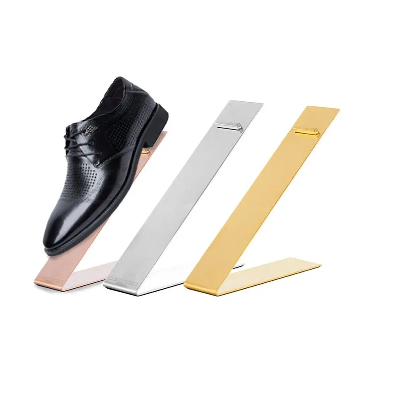 V N Shape Stainless Steel Shoe Holder Display Stand Bracket Retailing Store Shoes Holder Showing Tray Wholesale