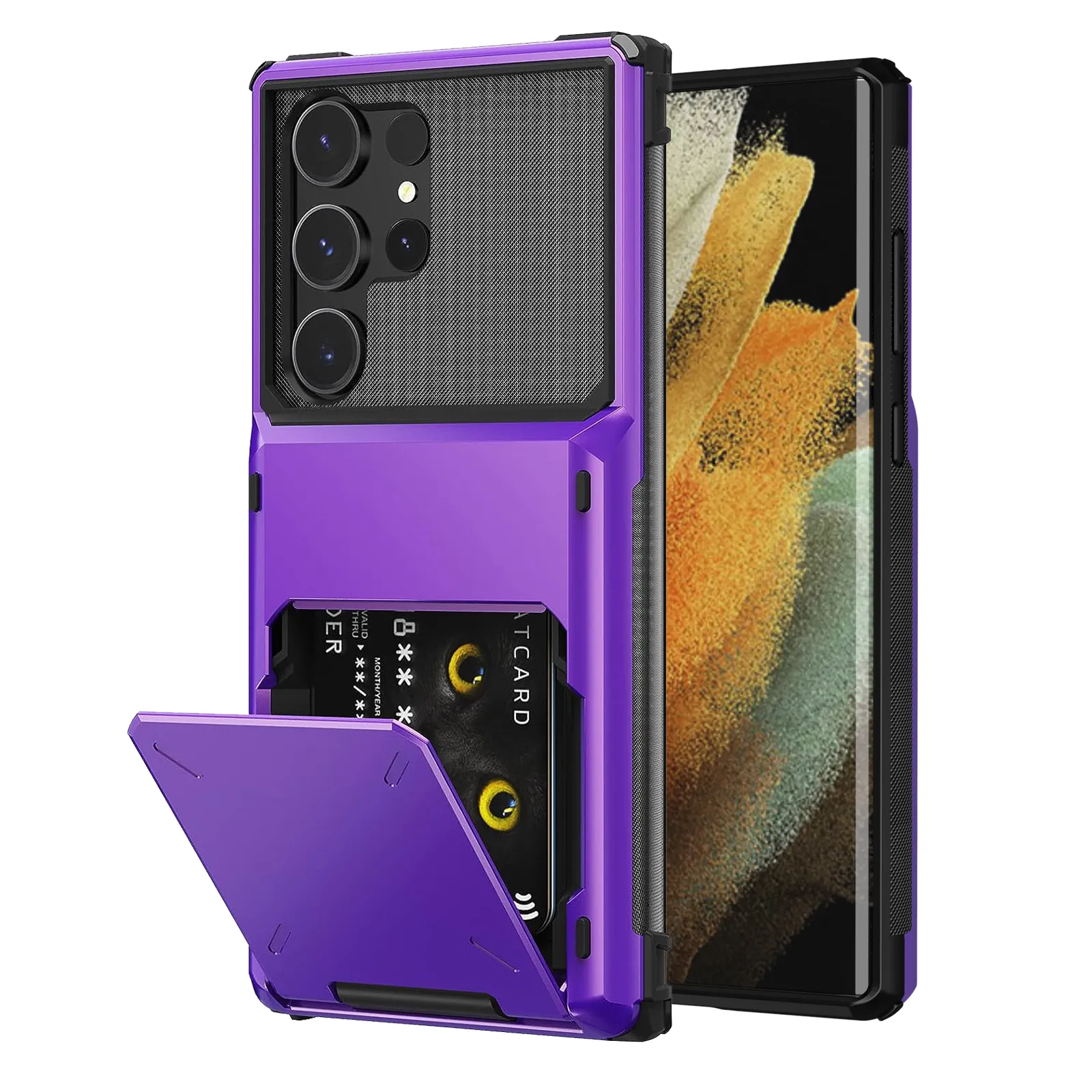 Pour S23 Ultra Cases Antichoc Hybride Heavy Duty Caché Titulaire de la Carte Portefeuille Couverture Pour Samsung Galaxy S22 S21 S20 S10 Plus Note 20 Conque