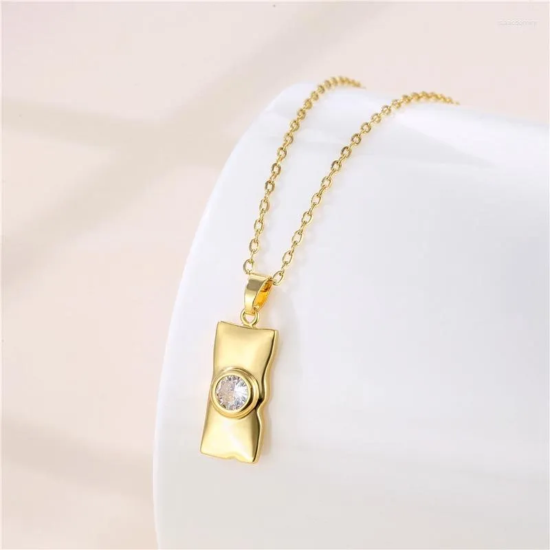 Подвесные ожерелья модные украшения титановый сталь -прямоугольник колье 18к золота, покрытое для женской годовщины, TGN035