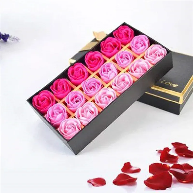Bath Soap Rose Artificial Flower Floral Soap Roses Petals in Gift Box for Wedding Valentines Anniversary Mother Day Birthday