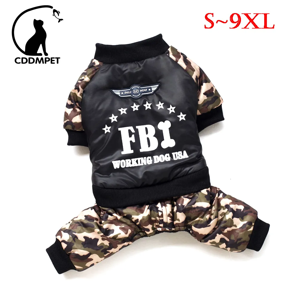 Vestuário para cães s a 9xl grande jaqueta de cachorro inverno roupas de cachorro para cães para cães pequenos espetam o macacão de cachorro camuflagem FBI Big Dog Coat Customes 230821