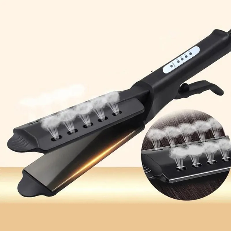 Curling Irons Ceramic Tourmaline Ionic Flat Iron Hair Straighten FourGear Temperature Setting Salon Steam Straightener 230821