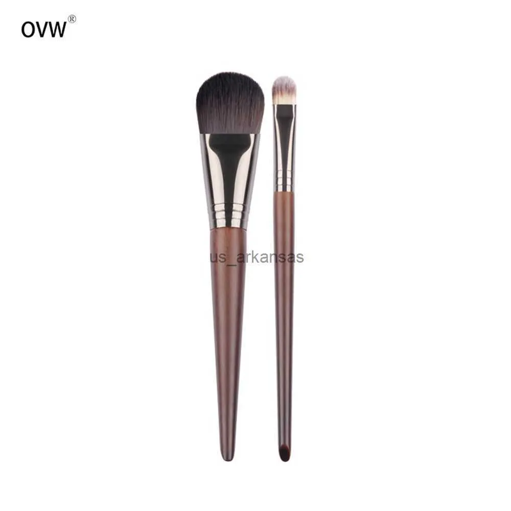 Ben spazzole per il trucco OVW 2 pcs spazzola per trucco set cosmetico per capelli sintetici manico in legno bastone di base strumenti di bellezza HKD230821