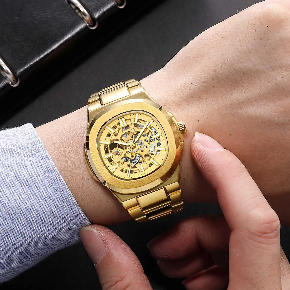 DHgate.com:Mens Luxury Skeleton Steampunk Automatic Mechanical Hollow ...