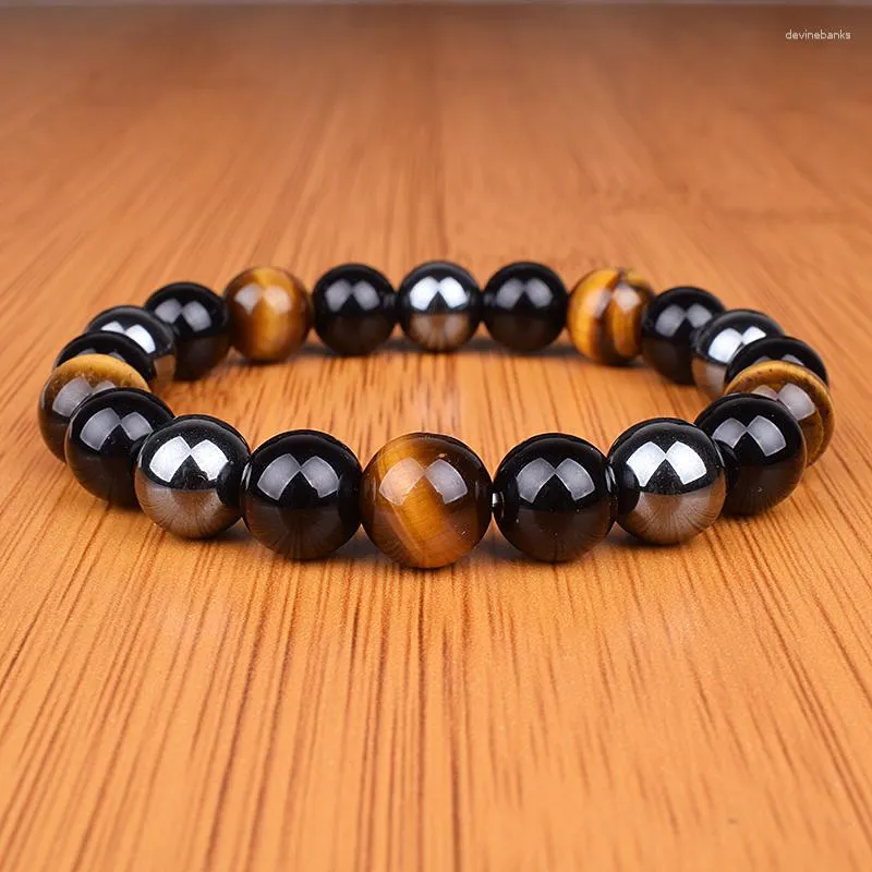 Strand 5pcs Tiger Eye obsydian hematytu koraliki bransoletki dla magnetycznych wielowarstwowych ochrony zdrowia kobiety biżuteria pulsera hombre