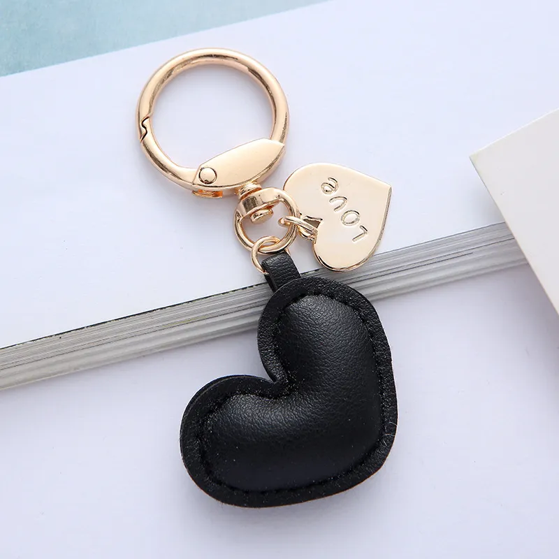 Simple Leather Love Earphone Bag Keychains Luggage School Bags Key Chain Pendant Car Keychain Jewelry Accessories Gift
