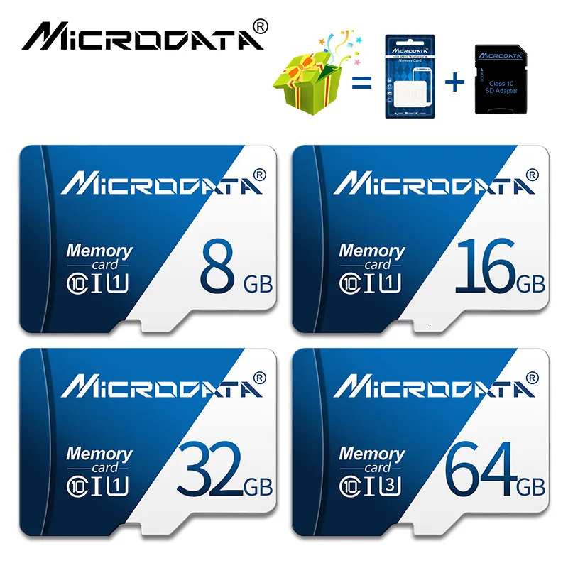 Жесткие драйверы Class10 Micro TF SD Card 128GB 64GB 32GB 16GB U1 MINISD FLASH TF CARD с пакетом для мобильного телефона с SD -адаптером 230818