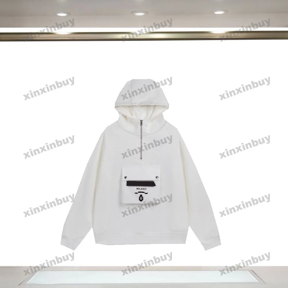 Xinxinbuy Men Women Designer Sweatshirt Nylon Big Pocket Letter Printing Sweater Green Grey Black White S-XL