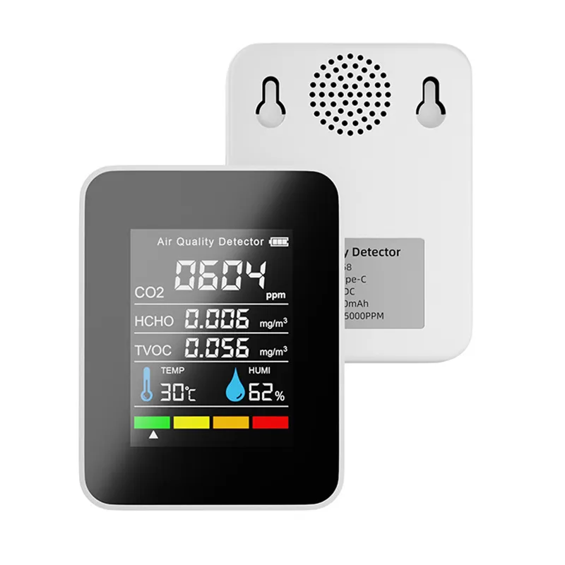 Tuya WiFi Détecteur intelligent de qualité de l’air PM2.5 CO2 TVOC HCHO  Température Humidité 6 En 1 Détecteur