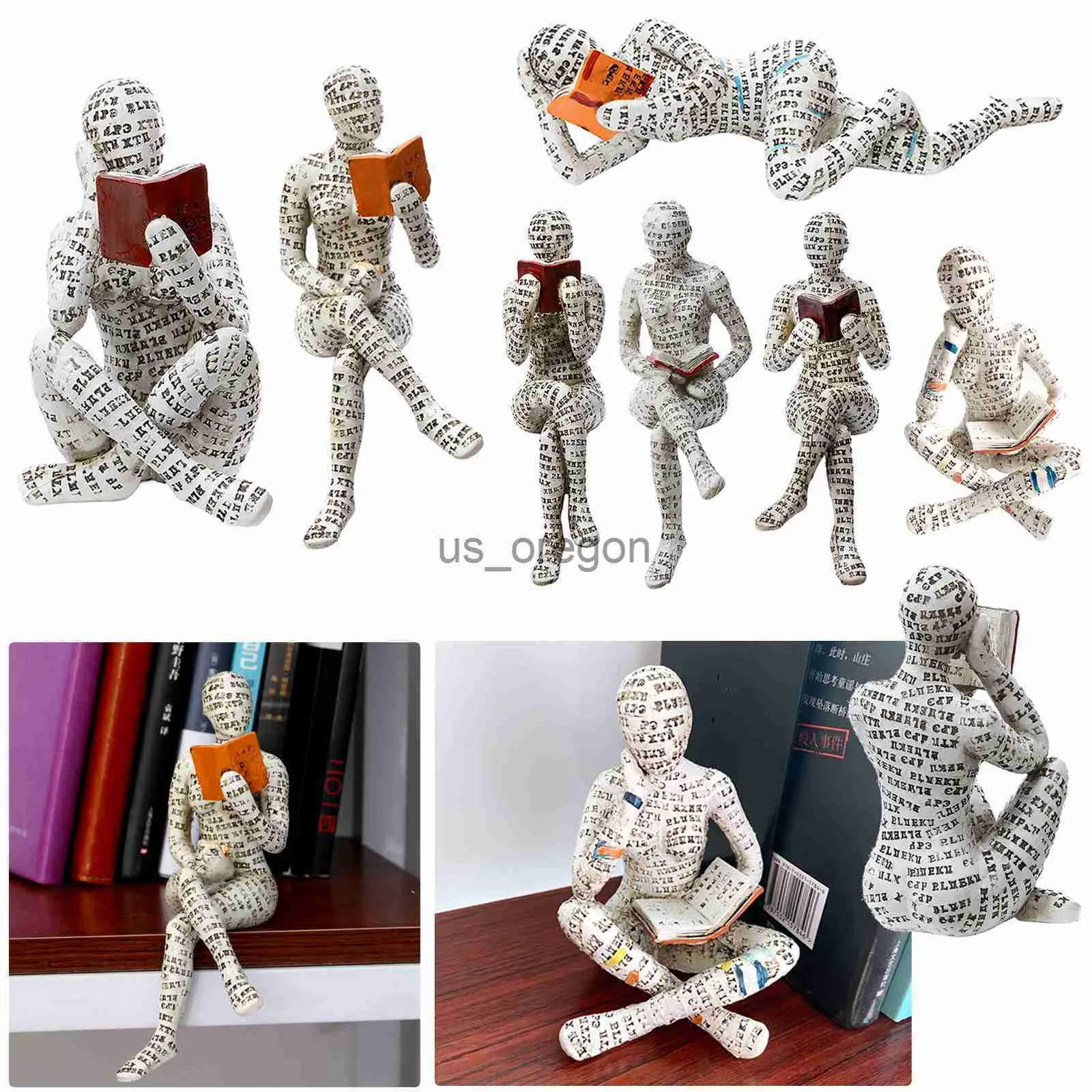 Figuras De Mujer Leyendo - Set De 3 Estatuas De Resina, Decoración Moderna Para Estantería O Mesa