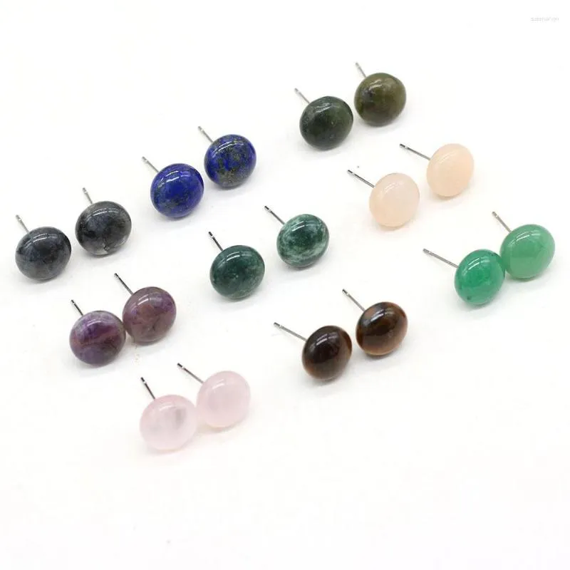 Stud-oorbellen Women Natural Semi-Impecious Stones Lapis Lazuli Rose Quartz Transfment Crystal Ball Vorm fijne sieraden Groothandel