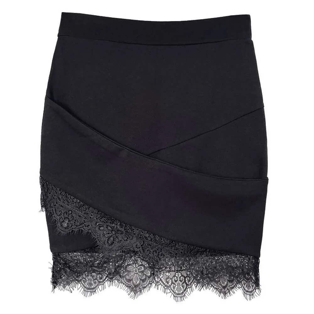 Lace Trim Black Mini Skirt River Island River Island Satin Mini