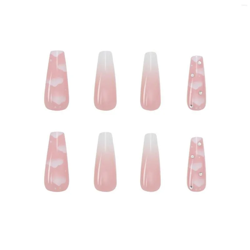 False Nails Cloud Pattern Light Pink-On Ungone Gentle Colore impermeabile Long Lasting for Art Manicure Decoration