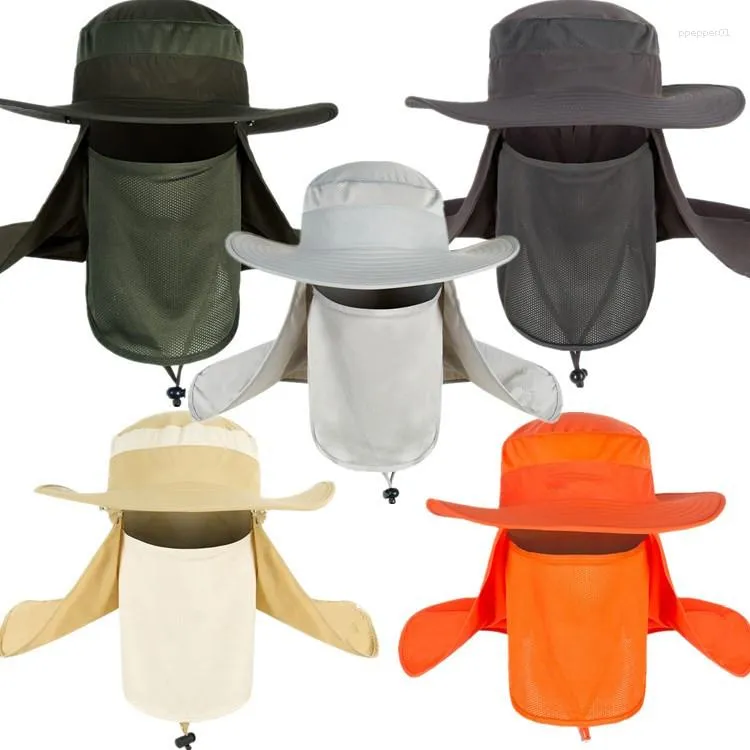 Berets 21 Colors Fishing Hat Sun Cap With UPF 50 Protection And Neck Flap  For Man Women