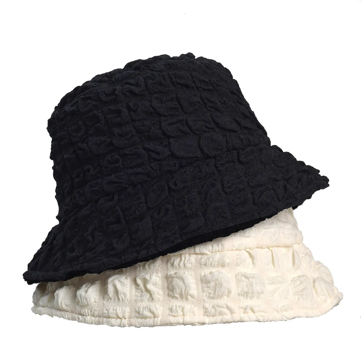 Chapeaux à large bord seau japonais Section mince plissé chapeau de pêcheur femmes été Ins crème solaire loisirs Panama Gorros 230821