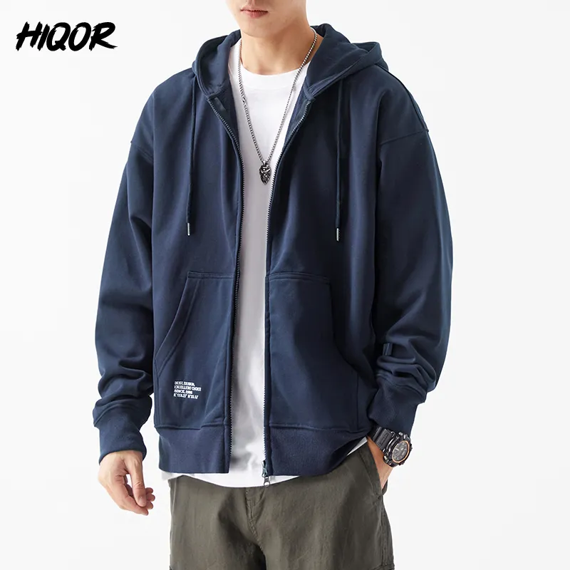 Heren Hoodies Sweatshirts Hiqor 2023 Winterheren dikke unisex Hip Hop Plain Classics katoenstoffen Zipper mannelijke maat M 3xl 230821