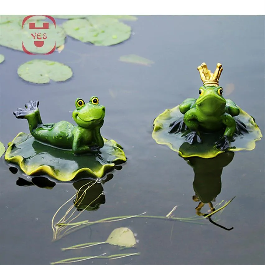 Résine grenouilles flottantes Statue créative grenouille Sculpture extérieure jardin étang décoratif maison aquarium jardin décor bureau ornement T20012384