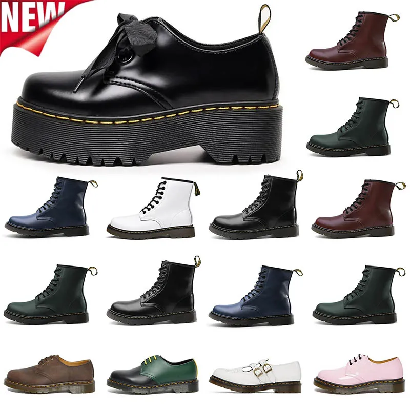 Fashion Luxury Designer Patent Leather Doc Martens Boots Shoes Men Women Snow Booties Black White Fashion Classic Ankle Sh Doc Martens EU36-45