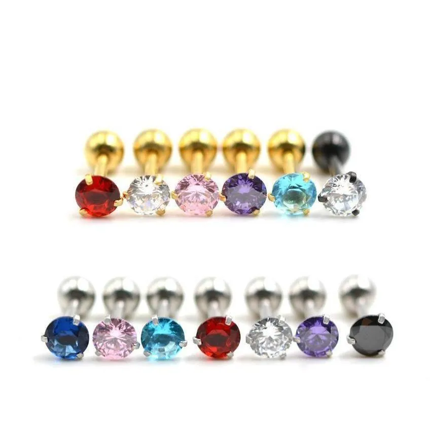 Pulsini a campana dell'ombelico anelli Fashion Gold Retry Round Diamond Piercing Oreger 14G 316L zirconi in acciaio Gioielli da corpo 50pcs Drop Dropliv Otrnd