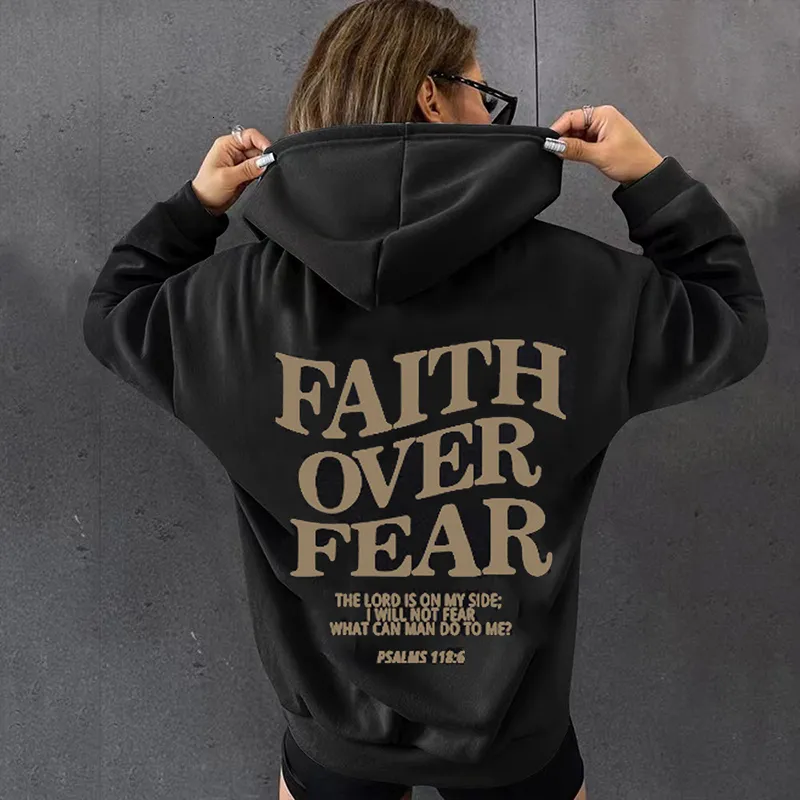 Men's Hoodies Sweatshirts "Faith Over Fear" Letter Print Hoodies Women Casual Long Sleeve Pullover Tops Fashion Harajuku Unisex Pockets Hooded Sweatshirts 230821