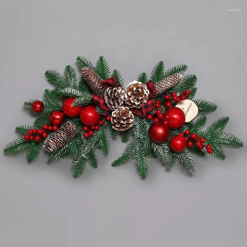 12pcs Artificial Pine Needle Wreaths Christmas Berry Pinecone