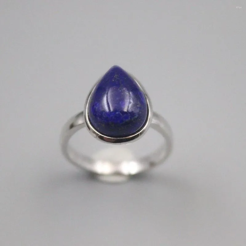 Klusterringar äkta/original silver 925 ring för kvinnor lapis lazuli kärleksfull hjärta fin ädelsten oss 6-9 gåva