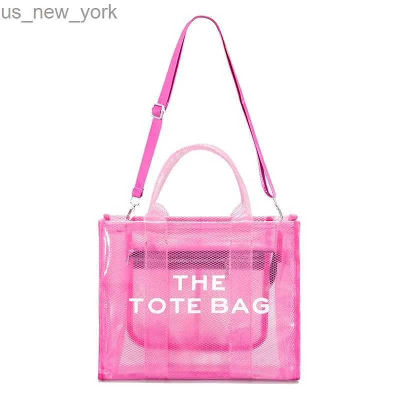 토트 명확한 핸드백 유명한 브랜드 다채로운 대용량 크로스 바디 투명 젤리 지갑 디자이너 여성 PVC 어깨 토트 백 2023 HKD230822