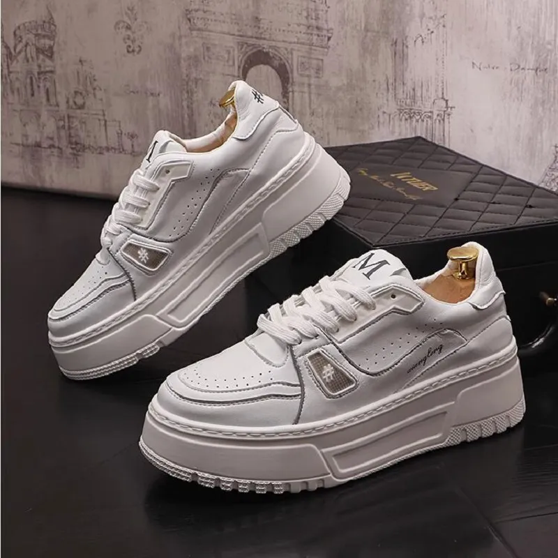 Корейская версия спортивная обувь тенденция студентов повседневная обувь мода круглая головная доска туфли толстые подошвы маленькие белые туфли 1AA38