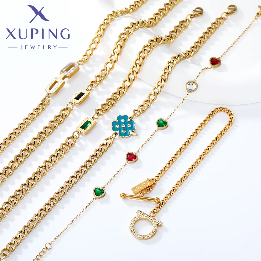 Очарование браслетов xuping украшения прибытие из элегантное светло -золотое браслет из нержавеющей стали для женщин подарок 230821